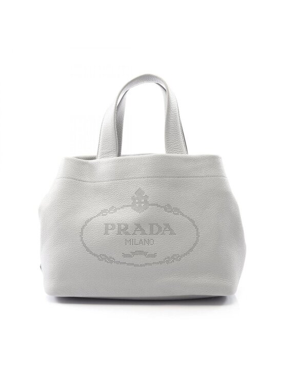 Prada Handbags - Prada Tote Vitello Daino Light Gray Leather Handbag